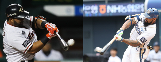 올 시즌 방망이로 KBO를 호령한 에릭 테임즈(30, NC, 오른쪽)와 윌린 로사리오(27, 한화)의 내년 시즌은 한국 무대가 아닐 가능성이 크다. 사진=연합뉴스